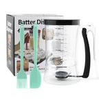 Pancake Batter Dispenser, Cupcake Batter Dispenser with Squeeze Handle & Oil Brush and Scraper, Baking Tool for Precise Portion Control, for Pancakes Cupcake, Waffle, Muffin Mix(Black)