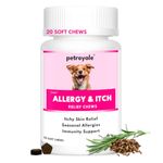 Petroyale Allergy & Itch Chews for Dogs - Anti-Allergy & Anti-itching Supplement - Natural Relief from Allergies, Hot Spots, Dry Skin, Scratching for Dogs - Grape Seed Extract & Rosemary | 20 Chews