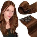 LaaVoo Hair Extensions For Women Clip in Auburn Brown Hair Extensions Real Human Hair 18inch Clip in Human Hair Extensions Double Weft Full Head Clip in Hair Extensions 120 Gram 7Pcs