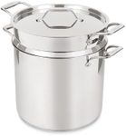 All-Clad Simply Strain Stainless Steel Stockpot, Multipot with Insert & Lid, 16 Quart Induction Oven Broiler Safe 600F, Strainer, Pasta Strainer with Handle, Steamer Pot, Pots and Pans, Silver