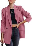 luvamia Blazer Jackets for Women Work Casual Office Long Sleeve Fashion Dressy Business Outfits, Desert Rose, Small