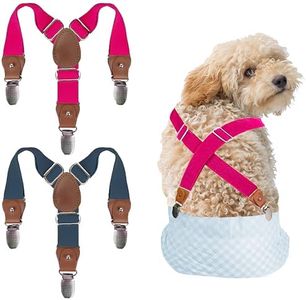 2 Pieces Dog Diaper Suspenders, for Dog Diaper Female and Belly Band for Male, Prevent Dog Diapers from Falling Off,Diapers Suspender for Dog in Heat/Period(Navy Blue&Pink,M/L)