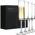 Premium Crystal Champagne Flute Elegantly Designed Hand Blown Wedding Champagne Flutes Glasses, Lead Free, Set of 4