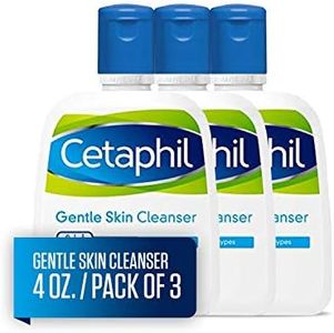 Cetaphil Gentle Skin Cleanser, 4 fl oz (Pack of 3), Hydrating Face Wash & Body Wash, Ideal for Sensitive, Dry Skin, Non-Irritating, Won't Clog Pores, Fragrance-Free, Dermatologist Recommended