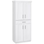 HOMCOM Modern Kitchen Pantry Freestanding Cabinet Cupboard with Doors and Shelves, Adjustable Shelving, White