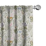 Ambesonne Floral Curtains, Vintage Garden Plants Herbs Flowers Botanical Classic Design Art, Window Treatments 2 Panel Set for Living Room Bedroom, Pair of - 28" x 63", Mustard Green