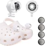 Headlights for Croc, Rechargable Croc Lights for Shoes 2Pcs, Waterproof Shoes Lights Charms for Camping, Walking, Dog Walking, 3 Light Modes Croc Headlight for Kids Adults (White-Battery)