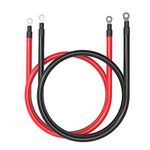 SHIERLENG 6 AWG Gauge 3FT Power Battery Cables Red + Black Pure Copper Inverter Wire Set with 3/8" Lugs Ends for Solar, Inverter, RV, Car, Boat, Automotive, Marine, Motorcycle (3FT)