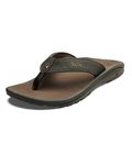 OLUKAI Ohana Men's Beach Sandals, Quick-Dry Flip-Flop Slides, Water Resistant & Lightweight, Compression Molded Footbed & Ultra-Soft Comfort Fit, Dark Java/Ray, 11