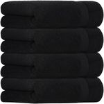 Quick-Dry, Soft & High Absorbent Bath Towels Cotton Turkish Bath Towel Set of 6 | Daily Use 100% Cotton Towels for Bathroom, Gym & More | Bathroom Towels Set (6 Pcs, Black)