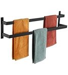 KOKOSIRI Towel Bars Black Bath Towel Holders 32 Inches Bathroom 2-Tiers Ladder Towel Rails Wall Mounted Towels Shelves Rack Stainless Steel, B5008BK-L32