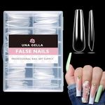 UNA GELLA Coffin Nails Tips Soft Gel Extra Long 216pcs XXL Full Nails Tips Coffin Shape Press On Nails No C Curve Full Cover Ballerina Nail Tip Full Clear False Fake Acrylic Nails with Case