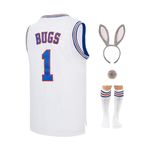 MEBRACS Mens #1 Bugs #10 Lola Basketball Jersey for Women Couples Halloween Cosplay Costume Movie Outfit with Accessory (White1, XX-Large)