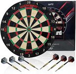 Dart Boards Set for Adults, Bristle Sisal Professional Size Dartboard Set with Staple-Free Bullseye, Round Radial Spider Wire, Number Ring-Free Dart Boards Game Includes 6 Steel Tip Darts, 17.75"