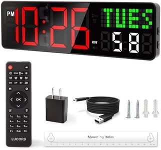 Home Gym Timer, 12'' Interval Workout Clock with Seconds | Remote Control | 5 Display Modes, 4 Alarms | Countdown Wall Clock for Gym Garage Crossfit HIIT Classroom