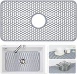 Bestjing Silicone Sink Mat - Protectors for Kitchen Sink with Center Drain, 26"x 14" Kitchen Sink Grid, Non-Slip Heat-Resistant Sink Mat for Bottom of Farmhouse Stainless Steel Sink (Center Hole)