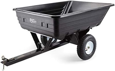 PLANTCRAFT Poly Dump Cart 400lbs Tow-Behind Heavy-Duty Poly Bed Spring-Loaded, Latching System with Steel Chassis (Not Suitable for Road use)