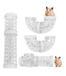 WishLotus Hamster Tubes, Adventure External Pipe Set Transparent MaterialHamster Cage & Accessories Hamster Toys to Expand Space DIY Creative Connection Tunnel Track Rat Toy (White)