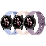 Pack 3 Straps for Garmin Vivoactive 4/Venu 2/Forerunner 255, 22mm Soft Silicone Replacement Sport Watch Band for Garmin Vivoactive 4/Venu 2/Forerunner 255 (Nude Pink/Nude Blue/Violet)