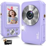 Digital Camera, Bofypoo Compact Camera FHD 1080P 44MP, Vlogging Camera with 16X Digital Zoom, Rechargeable 2.4” Mini Kids Camera with 32GB Memory Card, 2 Batteries for Beginners (Purple)