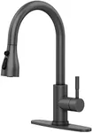 Homfan Kitchen Faucet with Pull Down Sprayer for Kitchen Sink, Matte Black Kitchen Sink Faucet with 3 Modes（Stream, Spray and Pause Modes)