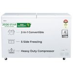 Haier HFC-588DPW5, 5 Star (2026 Star Rating) Double Door Convertible Deep Freezer, 5 Side Freezing, Dual Condenser, Inside Metal Liner with 70mm Puff Thickness (White 524L)