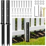 Fixmend Fence Post Repair Kit, Heavy Duty Fence Post Anchor, 2 Pack Fence Post Stakes Ground Spike for Repairing Tilted or Broken Wooden Posts