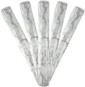 Craftopia Adhesive Craft Vinyl Roll | White Marble Vinyl, Bamboo, Wood Grain | Various Sizes & Designs (White/Gray Marble Vinyl Adhesive Pack of 5).