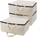 iwill CREATE PRO Breathable Canvas Soft Storage Bag with Handles & 3-side Zip, Good for Garment Bedding Storage, Beige, 3pcs