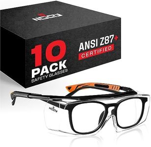 NoCry Safety Glasses That Fit Over Your Prescription Eyewear. Clear Anti-Scratch Wraparound Lenses, UV400 Protection, ANSI Z87 & OSHA Certified. Use in the Lab, Travelling, Black & Orange (10-pack)