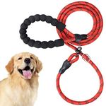 Qpets 1.7M Dog Training Leash, Durable Light Reflecting Dog Leash, Dog Leash For Large Dogs, Adjustable Dogs Leash Anti-Strain Leash Braided Rope For Small Medium Large Dog(Red) - 5Feet