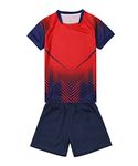 LUCKYLUAN Kids Soccer Jersey Sports Team Training Shirt and Shorts Uniform Red Navy
