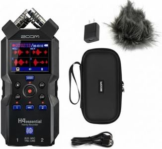 Zoom H4essential 4-Track 32-Bit Float Portable Audio Recorder Bundle with Zoom APH-4e Accessory Pack with Hairy Windscreen, Padded Shell Case, AC Adapter, & USB C-Cable