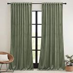 RYB HOME Sage Green Velvet Curtains 84 inch, Room Darkening Super Soft Velvet Drapes for Living Room Thermal Insulated Pleat Tapes Window Treatment for Bedroom Playroom, W52 x L84 inch, 2 Panels