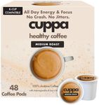 Cuppa Medium Roast Mushroom Coffee with Adaptogens & Superfoods - Lion’s Mane, Ashwagandha & Cordyceps. Adaptogens + MCT to support natural energy, mental focus & gut health (48 Pods)