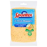 Spontex 2 Thick Sponge Moppets, 16 x 12cm