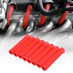 SHINEHOME 8 PCS Spark Plug Boot Protector 2500° Spark Plug Heat Sleeve Wire Covers Wrap 6 Inch for Ls1/Ls2 Sbc Bbc 350 454 Spark Plug Header Boots (Red)