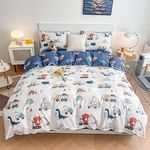 Dinosaur Kids Duvet Cover Set Twin, 100% Cotton Dino Truck Car Bedding Set for Boys Girls Toddler, 2 Pieces Reversible Dinosaur Comforter Cover Set (1 Duvet Cover+1 Pillowcase)