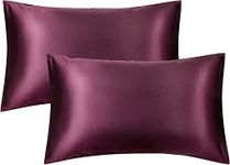 JUPON Standard Silk Pillow Cover Set of 2 - Violet Silk Pillow Cases for Hair and Skin 20x30 inches, Mulberry Silk with Envelope Closure