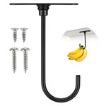 DSLSQD Banana Holder Hook Under Cabinet, Metal Banana Hanger to Keep Bananas Fresh, Hang Other Lightweight Kitchen Items Under Cabinet Banana Hook with 4 Screw Black