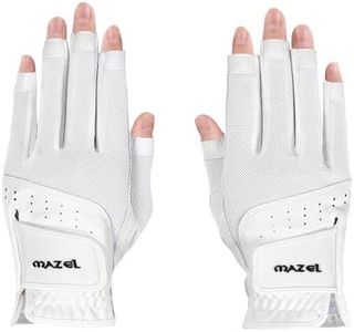 MAZEL Women's Golf Gloves One Pair Open-Finger Design,Breathable Hot Wet Weather Sweat-Absorbing,Fit Size S M L XL (White, Large)