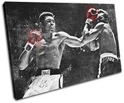 Bold Bloc Design - Muhammad Ali Boxing Grunge Sports 45x30cm SINGLE Canvas Art Print Box Framed Picture Wall Hanging - Hand Made In The UK - Framed And Ready To Hang