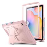 Fintie Shockproof Case for Samsung Galaxy Tab S6 Lite 10.4 Inch 2024/2022/2020, Tuatara Rugged Unibody Hybrid Bumper Kickstand Cover with Built-in Screen Protector, Rose Gold