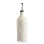 Sweejar Home Ceramic Olive Oil Dispenser Bottle, 570ml Relief Opaque Oil Cruet Protects Oil To Reduce Oxidation, Suitable For Storage Of Oil, Vinegar, Soy Sauce, Coffee Syrup, Liquids (Beige)