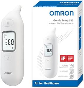 OMRON Gentle Temp 533, Infrared Digital Ear Thermometer for Babies, Children and Adults, In-Ear Thermometer with High-Speed 1-Second Measurement and Probe Cover-Free Design, White