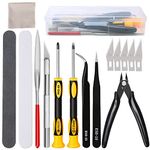 LIFEGOO Gundam Model Tools Kit, 16Pcs Modeler Basic Tools Craft Set with Plastic Tool Case Hobby Building Tools Kit Perfect for Gundam Car Model Building Repairing