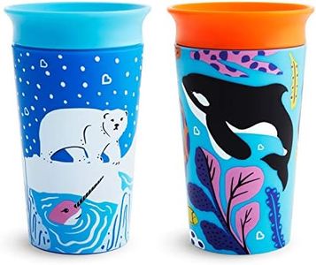 Munchkin Vaso Bebé y Niños Pequeños, Set de Vasos con Borde 360º, Vaso Antiderrame de Silicona Libre de BPA, Vaso Apto para Lavavajillas, Embalaje Reciclado, Lote de 2 x 266 ml, Orca/Oso Polar