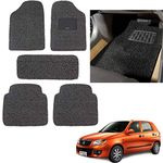 Cabix Car Grass Noodle Mat, PVC Anti Skid Footmat, Comfortable Complete Car Floor Mat for Maruti Alto K10 (Set of 5, Black Grey)