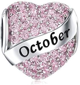 DALARAN October Birthstone Charms S925 Happy Birthday Heart Bead Charm for Pandora Bracelet Birthday Present with Box