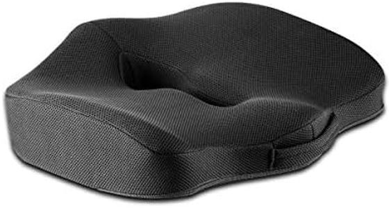 The White Willow Coccyx Cushion – Memory Foam Seat Pillow for Tailbone, Sciatica, Hip & Piles Pain Relief – Medium Firm for Car, Office & Home – Above 60KG – Classic Black